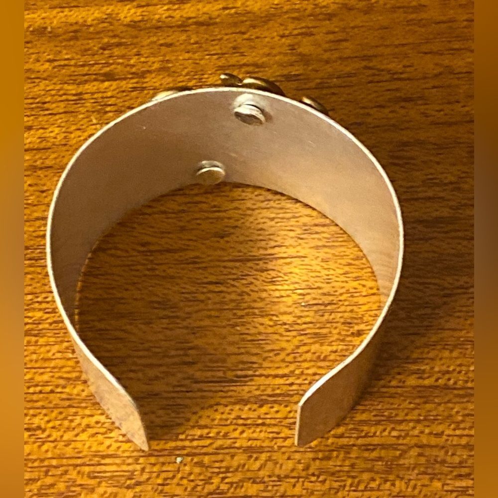 Gypsy Jewels Wide 2 Tone Hammered Boutique Look Monogram Initial Cuff Bracelet - Picture 9 of 10